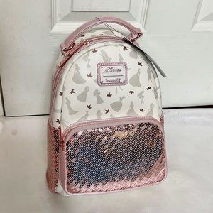 NEW Disney Loungefly princess pink sequined backpack